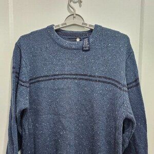 NG Crew Neck Long Sleeve Pullover Sweater - Large - Blue with Blue Stripe
